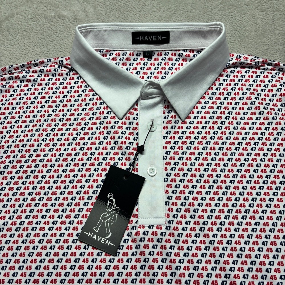 Haven Polo Shirt Mens Large 45 47 Commander In Chief Patriotic Golf NEW
